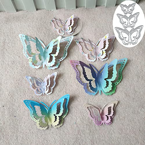 Fclily@JJ 3D-Metall-Stanzformen Schmetterling Frühlingsblumen Rahmen Stanzformen Schablonen DIY Scrapbooking Dekorative Prägung Papier Kartenherstellung 3 Stück