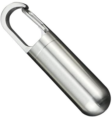 SPYMINNPOO Contenitore per Pillole in Acciaio Inossidabile, Portapillole Portachiavi Portatile Impermeabile Sigillante Portapillole Portachiavi per Borsa da Viaggio All'aperto (L)