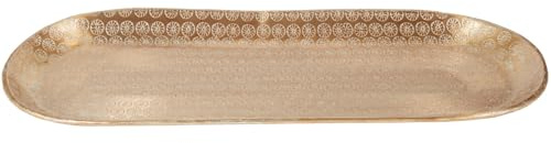 Orientalische Deko Serviertablett Jasur aus Aluminium in Gold 45 cm