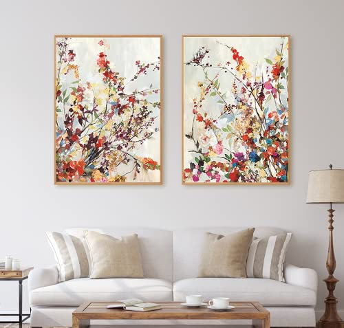 Satz von 2 Postern Wandbilder Öl auf Leinwand Blumen,Abstraktes Moderner Kunst Poster Wandbild,Wandbilder für Wohnzimmer, Schlafzimmer, ohne Rahmen (stile 1,60x90cm*2)