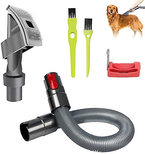 Spazzola aspirapolvere per cani per Dyson V15 V12 V11 V10 V8 V7, spazzola per toelettatura con estensione tubo, adattatore, serratura per grilletto, spazzola per peli di gatto e cane, adatta a setole