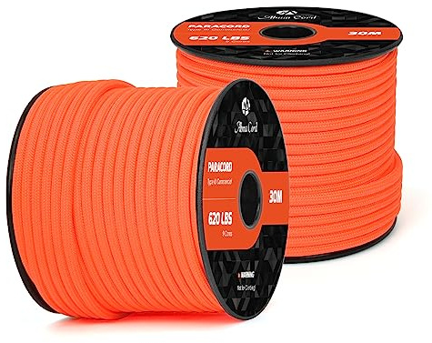 Abma Cord Paracord 620lbs 4mm 30M 100% Nylon Seil Typ 3 Schnur mit 9 Kern | Max 280kg (620lbs), Basteln, Camping, Survival, Outdoor