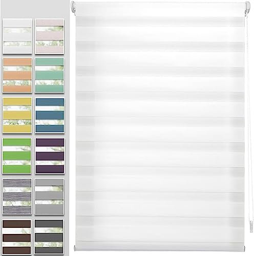 Verdunkelung Dachfenster Rollo 85x200cm 100 Sichtschutz Sonnenschutz Klemmfix Klemmrollo für Fenster & Türen mit Bohren Klemmfix für Fenster & Tür, Weiß