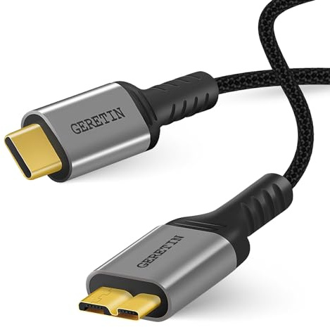 GERETIN 10 Gbps USB C auf Micro B Kabel 0.5M USB Typ C USB 3.1 Festplattenkabel USB C zu Micro B Stecker Kompatibel mit iPhone MacBook Toshiba Seagate WD Externen Festplatten Samsung S24 Note 3 HDD