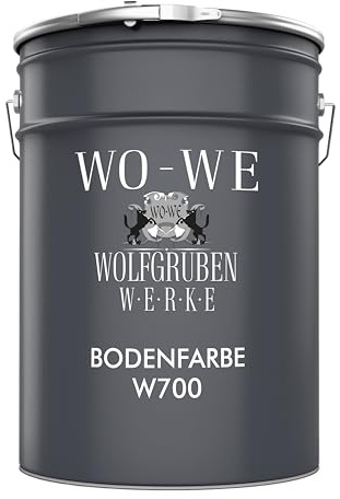 WO-WE Betonfarbe Bodenfarbe Bodenbeschichtung W700 Schwarz RAL9005 2,5L | Ergiebig: ca. 9 m² bei 2 Anstrichen, 1K - Kein Anmischen, Abriebfest, Geruchsarm, Kellerfarbe, Fußbodenfarbe für Werkstatt