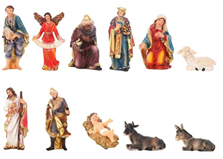 Heilige Familie Krippenfiguren Geburt Jesu Religiöser Schreibtisch Ornament Geschenk, D, Multi