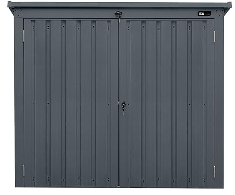 AXI Oscar Cache Poubelle Métallique Anthracite/Acier Galvanisé Résistant aux Intempéries - Abri Poubelle pour 2 conteneurs - Max. 240L- Abri Poubelle Extérieur avec Excellente Ventilation