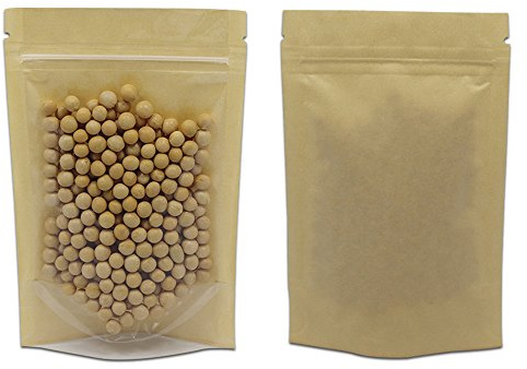 WACCOMT Pack 50pcs Brown Kraft Paper Bags Stand Up Pouch 3.9x5.9 inch