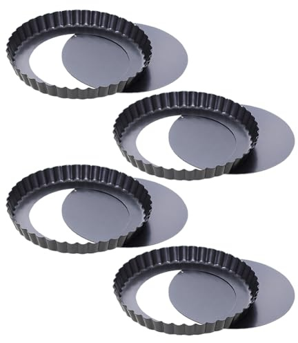 Mini-Tarte-Formen mit abnehmbarem Boden, kleine Backformen, Metall, runde Kuchenformen, loser Boden, Kuchenformen, Quicheform, Kochen, Flan, Ei, Tarte-Formen, 4 Stück