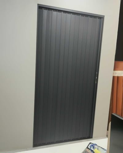 ZIMGOD Falttür Innentüren Innen Grau Falttür, Metall-Schiebetür-Set mit Schloss, Sichtschutzgitter für Küche und Bad 203 cm Hoch, Ausziehbarer Fliegengitter Falttüren(76x203cm (29 7/8 x 80))