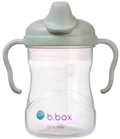 b.box Näbbmugg för spädbarn, drickkopp för småbarn, 240 ml drickflaska, läckagesäker, diskmaskinssäker, 240 ml salvia