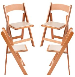 Regalos Miguel - Sillas Plegables - Pack 4 Sillas Plegables Wala Madera - Madera Natural