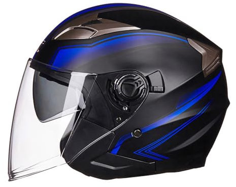 SMTSEC Motorradhelm Damen Herren 3/4 Half Face Helm Klapphelm DOT/ECE-Zertifizierter Mit Doppelvisier Sonnenblende Helm Jethelm Downhill Helm Mopedhelm Schutzhelm Für Cruiser Chopper,Blue/A-XL