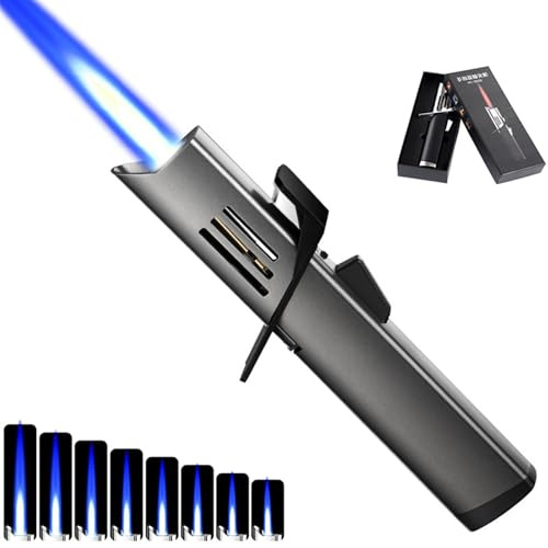 Lightsaber Torch Lighter - Butane Lightsaber Lighter, Windproof Jet Flame Lighter, Adjustable Flame, Refillable, Cool Lighter with Flame Switch Lock. (Gas Not Included)(Gray)
