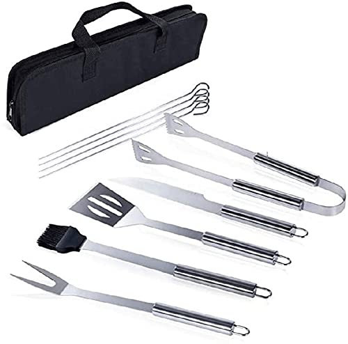 KWMAEEUID BBQ-Grillzubehör, Edelstahl-Grillwerkzeug-Set für Männer und Frauen, Grillutensilien, Zubehör mit Geschenkset zum Grillen im Innen- und Außenbereich