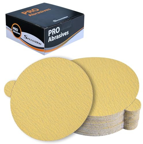 SPEEDWOX 50PCS 6 Gold PSA Sanding Discs 80 Grit Sandpaper 6 Inch Self Adhesive Stickyback Sandpaper Disc Self Adhesive Sticky-Back Sandpaper For DA Sander Sand Automotive Car Paint Woodworking Metal