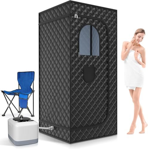 1200w Portable Sauna Tent - Foldable Steaming Box, Portable Sauna Box for Home, Steam Generator W/Foldable Chair/Remote Control,90 * 90 * 180cm