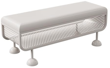 JHDXL Weiß Schuhbank mit Hocker, Polsterbank mit Schuhablage, Gemütliche Esszimmer Sitzbänke, Eingangsbank 2 Ebenen, Sitzbank Stuhl für Küche, Wohnzimmer und Flur(60cm/23.6in)