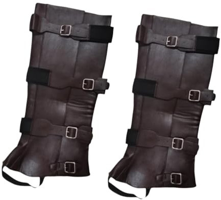 Perfeclan Stiefelüberzüge für Piratenkostüme, Beinüberzüge, Zubehör, Retro-Stil, PU-, Gothic, Steampunk, mittelalterliche Schuhüberzüge für Halloween, Kaffee