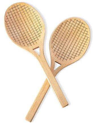 Fox Run Beechwood Tennis Racket Salad Servers, Set of 2 Salad Utensils