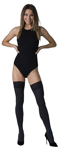 SENTELEGRI Colourful Opaque 60 Denier Microfibre Hold Ups Stockings, Sizes S-XXL (UK, Alpha, S, Regular, Regular, Black)