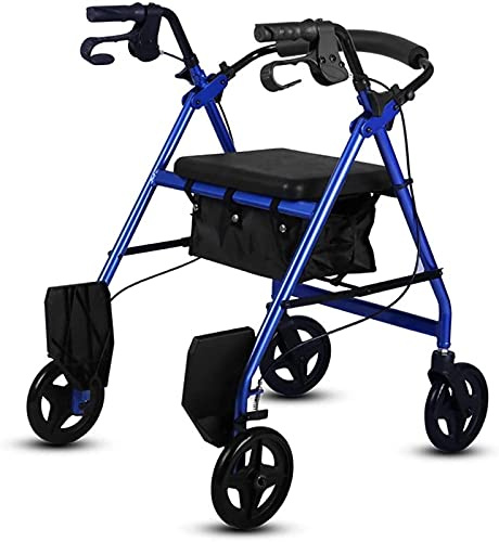 Gehhilfe für Senioren, faltbarer Gehwagen aus Aluminium, Rollator, Einkaufswagen mit Sitz, Handbremse und Fußstütze, Mobilitäts-Sharing