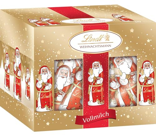 Lindt Schokolade | Mini Santa | 200 g | 20 Mini-Weihnachtsmänner aus feinster Vollmilch Schokolade | festliches Schokoladen-Geschenk zu Weihnachten für die ganze Familie