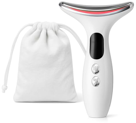 DicePro Face Massager Facial Lifting Device – Electric Neck & Face Sculpting Wand with Velvet Bag, 4 EMS Modes, 45°C±5°C Heat, Microcurrent Anti-Wrinkle, Anti-Aging Toning Tool – White