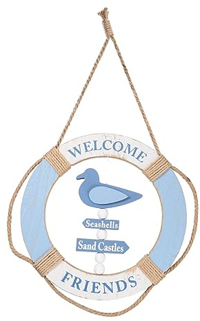 Luxshiny Lifebuoy Decorations for Life Ring Wall Decor Life Ring Decoration Nautical Life Saver Accessories Welcome Hanging Buoy Adornment Decorative Home Number Rustic Name Beach Wooden