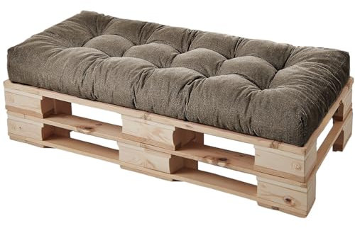 HJZPWB Tela de Lino Cojin Banco 8 cm de Grosor Cojines para Banco Estilo Capitoné Cojin para Banco Exterior Antideslizante Colchoneta Tumbona Grueso Cojin Sofa Exterior,Light Brown,120 * 40 * 8cm