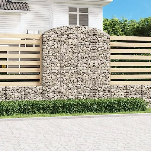 KTHLBRH Gabion avec arche haute, bac à plantes, pour jardin, intérieur, 200 x 50 x 220/240 cm, fer galvanisé