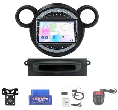 Genérico Radio Android 12 para Mini (2010-2016), Pantalla táctil de 9, conexión inalámbrica 4G, navegación GPS, Bluetooth, WiFi, Radio RDS FM Am, SWC, OBD2, DVR, Dab+ (K500S)