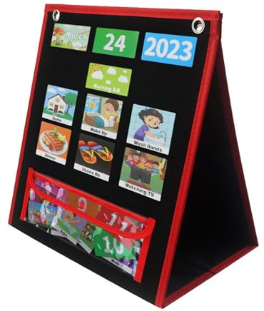 Daily Routine Chart Children Visual Schedule Board Learning Aid Tool with 63 Picture Cards for Preschooler Homeschool Portable Visual Routine Chart for Toddler