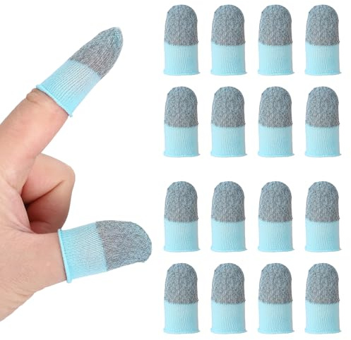 PATIKIL Controller Finger Thumb Sleeve, 16 Pezzi Guanti per Dita Gaming con Punta in Fibre d'Argento Antisudore Traspiranti per Dispositivi Touchscreen Telefonici, Blu