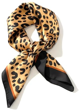 Pqrsde Leopard silk square scarf neck scarf for women silk bandana neck scarves for women neckerchief for womens for Beach Travel Vacation Sports Outfits Gifts Ladies Daily Wear