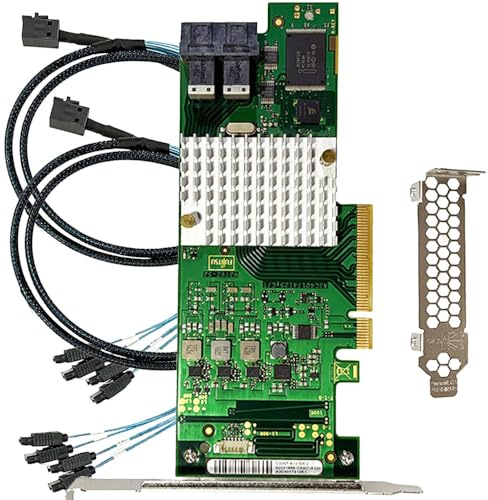 SAS HBA Card Compatible with LSI 9300-8i IT Mode & D3307 PCIe SATA Expansion Card, 8-Port 12Gbps PCIe 3.0, SAS Expander Support, HBA Controller with 2x SFF-8643 to 4x SATA Cables for TrueNAS unRAID