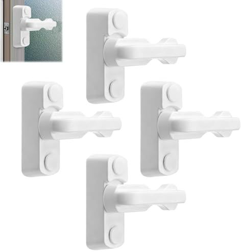 4PCS Door Letter Box Flap Sash Jammers Window Locks Letterbox Security Cover Guard Swing Lock Door Security Letter Box Lock Suitable for UPVC PVC Doors Windows Home Safe Plastic Steel White