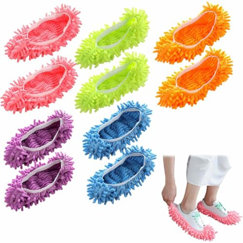 Zapatillas Mopa Universales para Limpiar el Suelo, Tamaño 24x9cm, Material de Microfibra, Cómodas y Lavables, Zapatos para Limpiar Casa, Oficina, Piso y Más