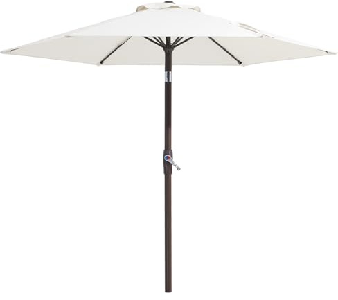 Palawano 2.3M Parasol de Jardin Exterieur Anti UV et Vent, Parasol Terrasse Balcon avec Manivelle pour Café, Jardin, Piscine et Arrière-Cour (Blanc Crème)