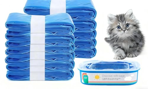 Lot de 12 cassettes de recharge pour litière pour chat Litter Genie Standard, Plus, Style, sacs poubelles, contrôle des odeurs pour litière pour chat, 12 sacs à couches, seau à couches (avec une boîte