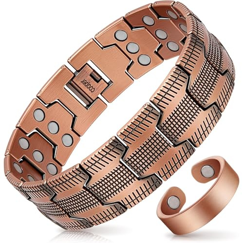 LuminaVerde koppararmband herr, armband herr magnetarmband 99,99 % ren koppar med justerbart storleksverktyg