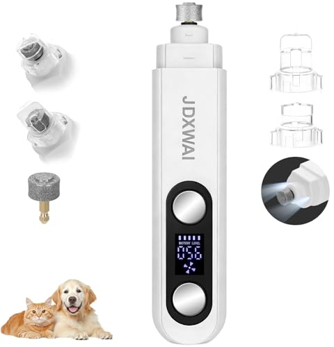 Dog Nail Grinders Silent, 5 Speeds Dog Nail File Electric with 2 Led Lights | Painless Dog Nail Grinder Quiet, Low Vibration Dog Claw Grinder Silent, Cordless Pet Nail Clippers & Trimmer for Dogs & Cats