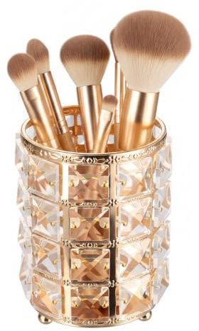 AIOUHMYM Kristall Make Up Pinsel Halter | Praktischer Organizer für Schminkpinsel und Lippenstift, geeignet für Badezimmer, Schminktisch und Schreibtisch