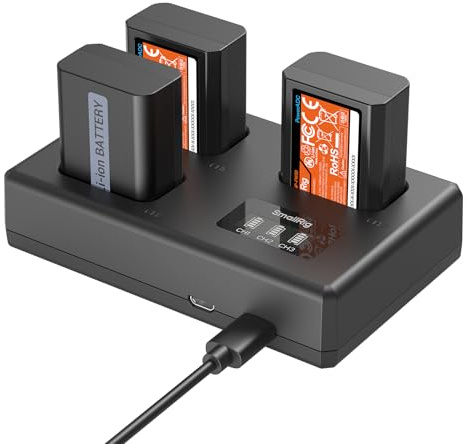 SMALLRIG NP-FW50 Kit 3x1030mAh + Triple Charger for Sony-6019 | Full Decode for Sony A6000, A6100, A6300, A6400, ZV-E10, A7, A7S, A7R, A7SII, A7RII, A5000, A5100, and ILCE-QX1