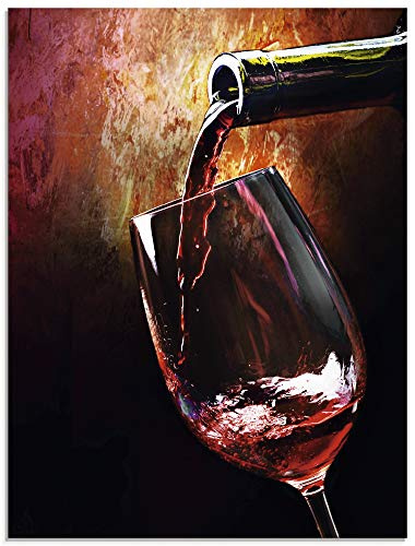 ARTland Wanddeko Glasbilder Wandbild Glas Bild einteilig 60x80 cm Hochformat Rotwein Lounge Bar Restaurant Italien Wein Kunst Malerei T5PV
