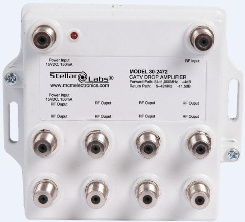 Stellar Labs CATV/Antenna Drop Amplifier 1x8 Splitter with Passive Return