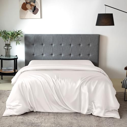 THXSILK Silk Duvet Cover, 100% 7A+ Mulberry Silk Comforter Cover, Seamless, Breathable, Easy Care Zipper Closure, 1 Duvet Cover Only - King, White