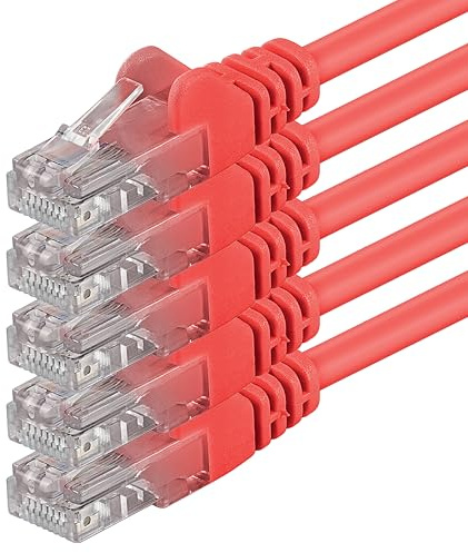 5x 1m Câble Réseau Cat6 Cat 6 - RJ45 Ethernet LAN DSL Routeur Modem - Rouge