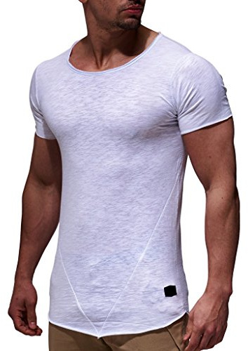 Leif Nelson T-Shirt Uomo Estate Collo Rotondo (Bianco, Taglia L), vestibilità Regolare, 100% Cotone, Basic Casual Maglietta Uomo a Manica Corta
