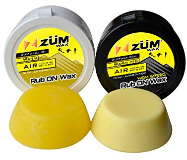ZUMWax RUB ON Wax Ski/Snowboard/Nordic Sample Pack - WARM & WARM HIGH SPEED - 20g Each, Easy cork applicator, long-lasting, vanilla scent, Made in USA, PFAS-free. Quick waxing on the slopes!